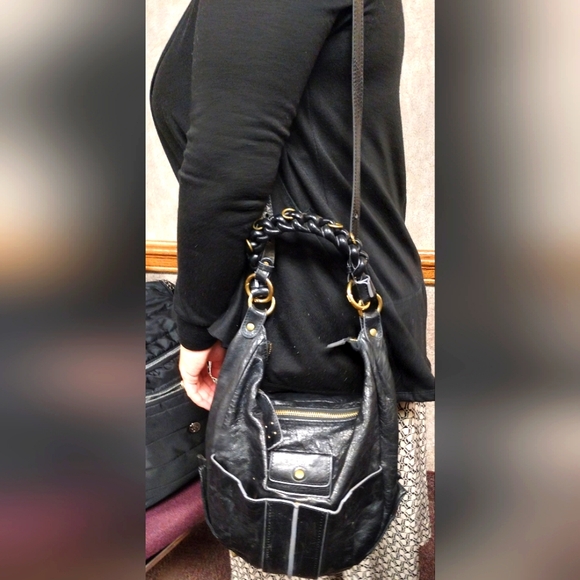 CHLOE Black Leather Braided Strap Heloise Hobo Bag Purse - Picture 5 of 13